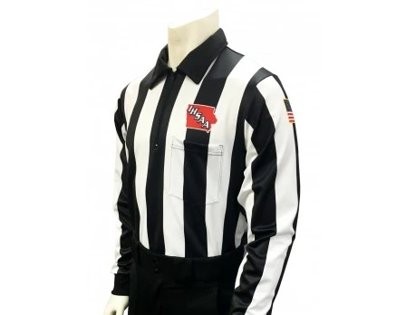 Iowa (IHSAA) 2 1/4" Stripe Long Sleeve Football Referee Shirt 1 Iowa (IHSAA) 2 1/4" Stripe Long Sleeve Football Referee Shirt
