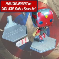 SuperheroDIY Floating Shelves For Civil War Build A Scene Set | Hex Design Fits Captain America: Civil War Funko Pop Bases | Comes With Command Strips!