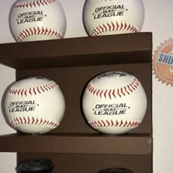 MWCSPORTS Baseball Bat Rack Display Holder Wall Mount Brown 3 Full Size Bats 4 Baseballs