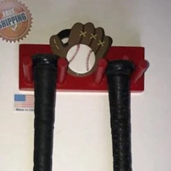MWCSPORTS Baseball Bat Rack Display Holder Red Wall Mount With Glove Decal 2 Bats Softball -smitty shop il 340x270.1452327837 2je7 05349.1516770935