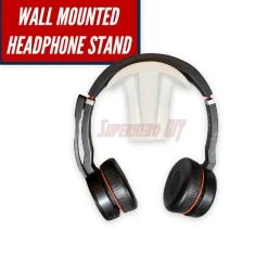 SuperheroDIY Wall Mounted Headphone Stand | No Screws No Drilling And Fits Most Headphones | Mount With Included Command Strips